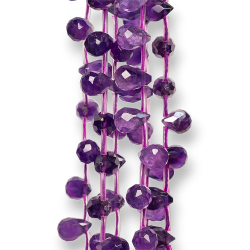Amethyst Drops Faceted Briolette 10x07mm