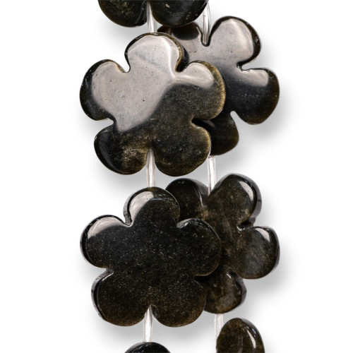 Golden Obsidian Flat Flower 30mm