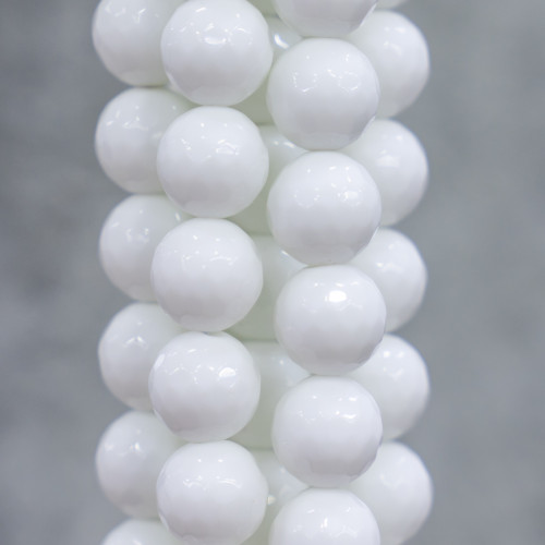 White Agate Faceted Synt 12mm