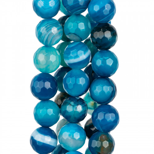 Faceted Striped Blue Agate 12mm