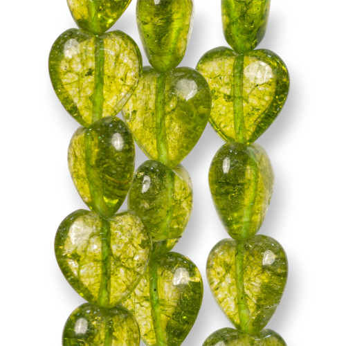 Peridot Colored Rock Crystal Flat Heart 16mm