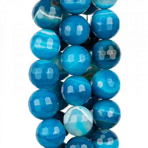 Faceted Striped Blue Agate 16mm