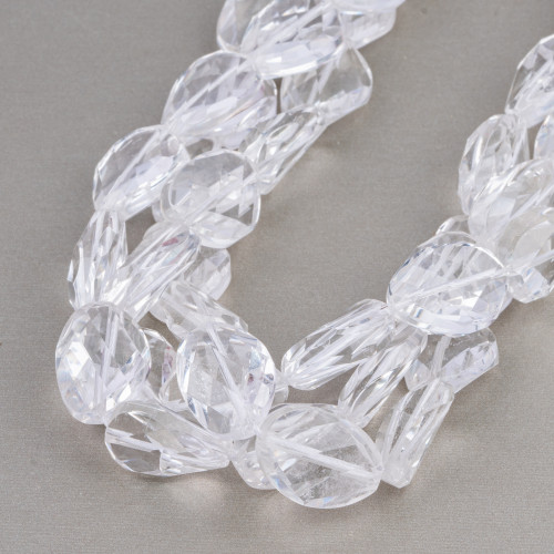 Rock Crystal Oval Twist Flat Faceted 15x20mm