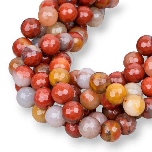 Multicolor Faceted Red Jasper 12mm