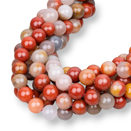 Smooth Round Multicolor Red Jasper 12mm