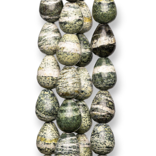 Green Serpentine Jasper Drops 12x16mm