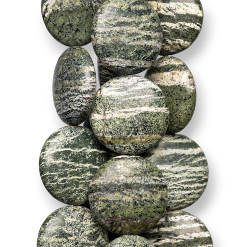 Green Serpentine Jasper Round Flat Smooth 15mm