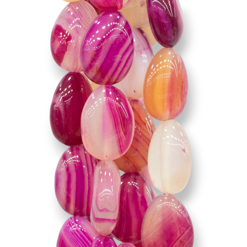 Agate Fuchsia Striée Plate Lisse Goutte 18x25mm