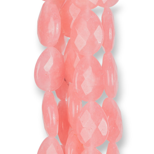 Rhodochrosite Jade Drops Faceted Plate 13x18mm