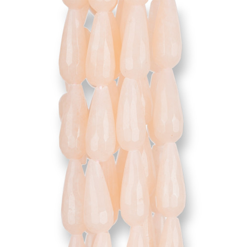 Pink Jade Drops Faceted Briolette 10x20mm Clear