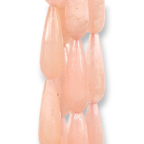 Pink Jade Drops Faceted Briolette 10x30mm