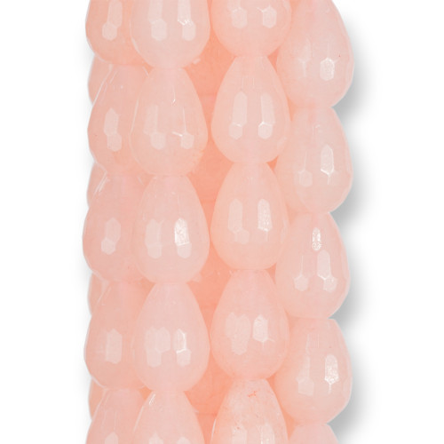 Pink Jade Drops Faceted Briolette 15x20mm