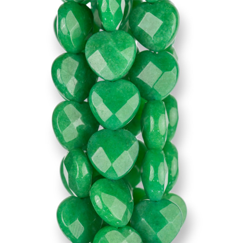 Emeraldite Jade Heart Flat Faceted 12mm Clear