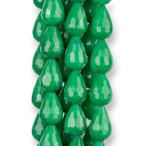 Jade Emeraldite Faceted Briolette Drops 15x20mm Clear