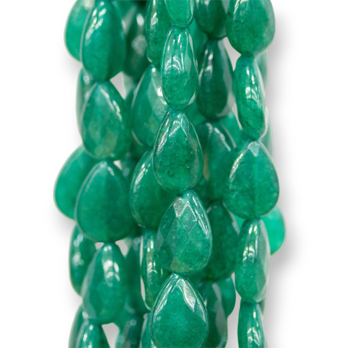 Emeraldite Jade Flat Faceted Drops 10x14mm