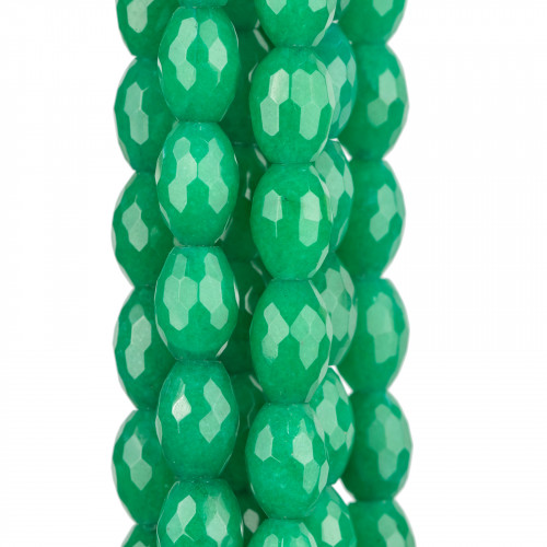 Jade Emeraldite Faceted Rice 10x14mm Clear