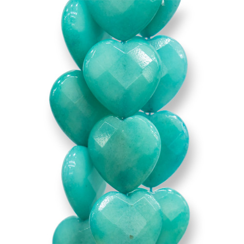 Turquoise Jade Heart Flat Faceted 25mm Clear