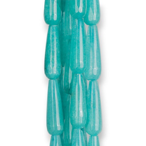 Turquoise Jade Faceted Briolette Drops 8x26mm