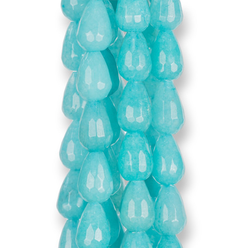 Jade Turquoise Faceted Briolette Drops 10x14mm Clear