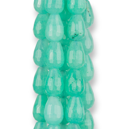 Jade Turquoise Faceted Briolette Drops 10x14mm Clear Aqua