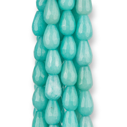 Turquoise Jade Drops Faceted Briolette 10x14mm Clear Rough