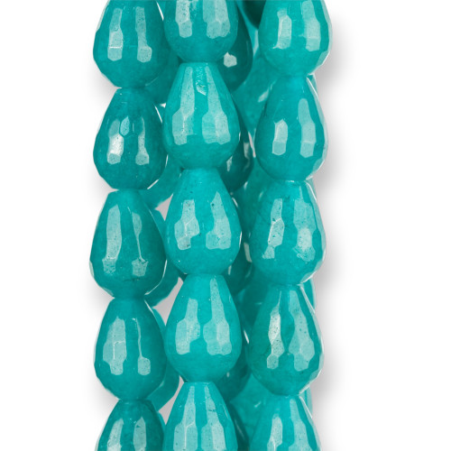 Turquoise Jade Faceted Briolette Drops 12x16mm