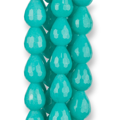 Jade Turquoise Faceted Briolette Drops 13x18mm Clear