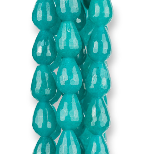 Turquoise Jade Faceted Briolette Drops 15x20mm
