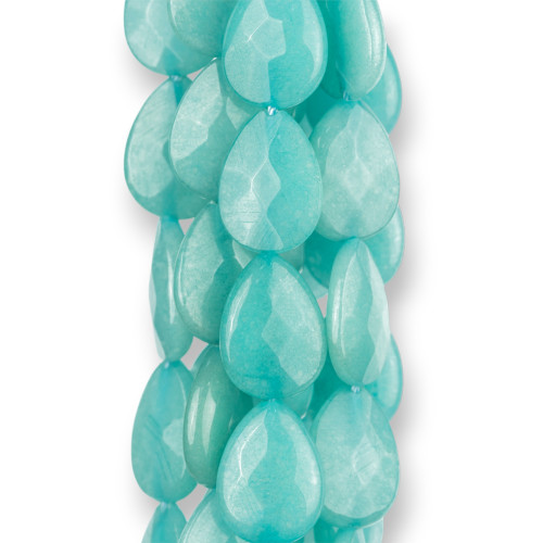Turquoise Jade Drops Clear Faceted Plate 13x18mm