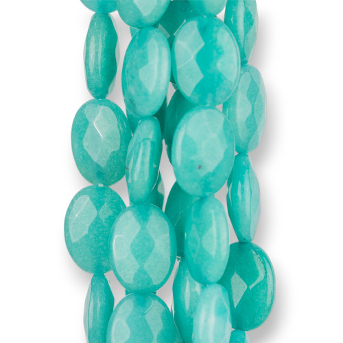 Jade Turquoise Oval Flat Faceted 10x14mm Clear