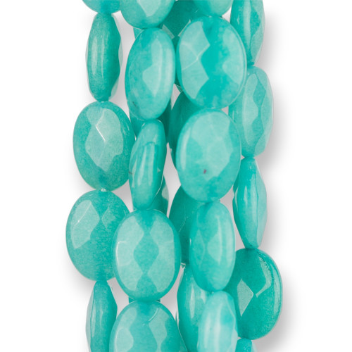 Jade Turquoise Oval Flat Faceted 12x16mm Clear