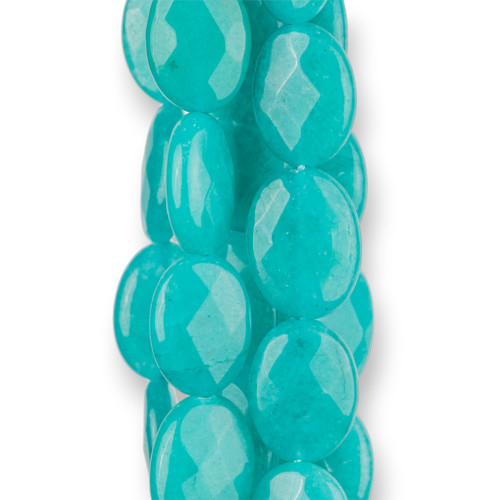 Turquoise Jade Oval Flat Faceted 15x20mm