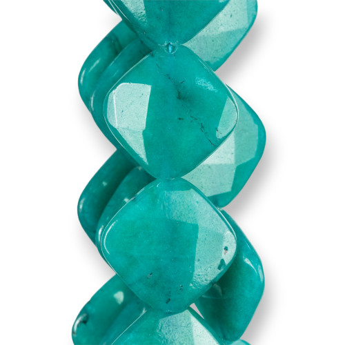 Turquoise Jade Rhombus Faceted Flat 35mm