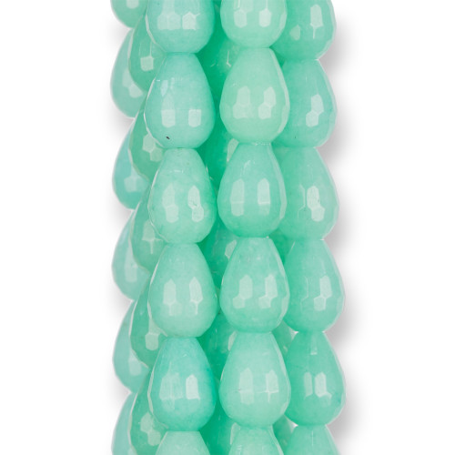 Green Jade Chrysoprase Faceted Briolette Drops 12x14mm