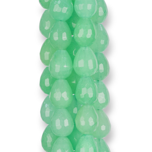 Σταγόνες Briolette Faceted Green Jade Chrysoprase 12x16mm