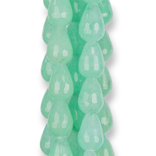Πράσινο Jade Chrysoprase Faceted Briolette Drops 13x18mm