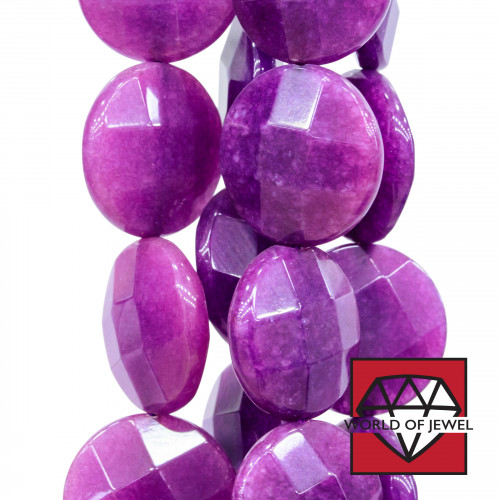 Purple Jade Round Flat Faceted 20mm