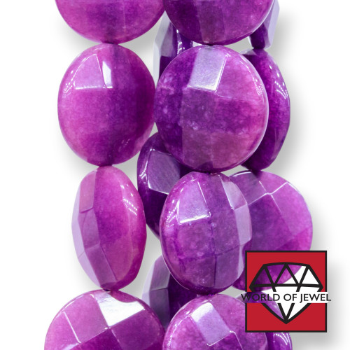 Purple Jade Round Flat Faceted 30mm