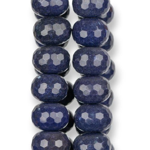 Blue Jade Lapis Faceted Rondelle 20x15mm Dark Purple