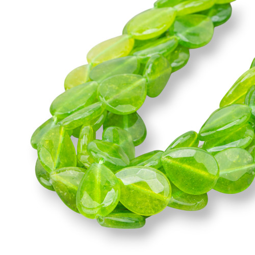 Jade Peridot Drops Faceted Plate 15x20mm