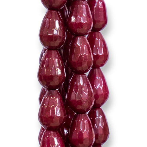 Jade Rubellite Faceted Briolette Drops 15x20mm
