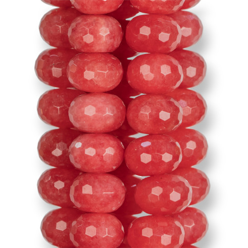 Ruby Jade Faceted Rondelle 14x10mm