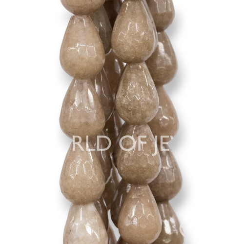 Jade Sand Drops Faceted Briolette 13x18mm