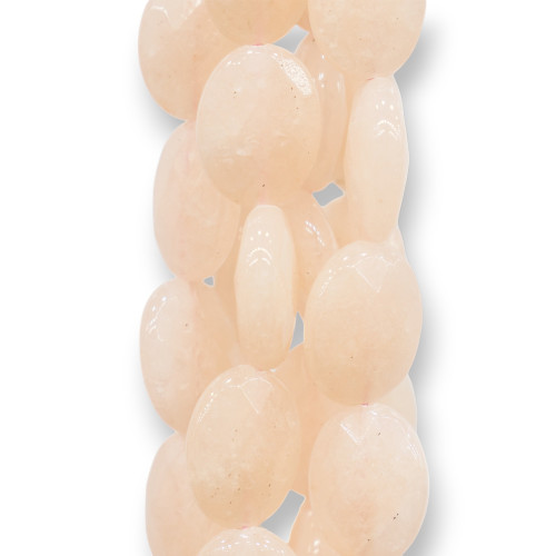 Pink Jade Oval Flat Faceted 12x16mm