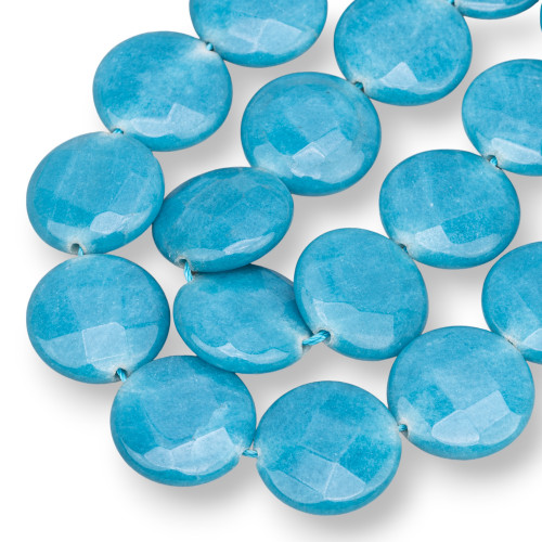Angelite Round Flat Faceted 25mm Intense