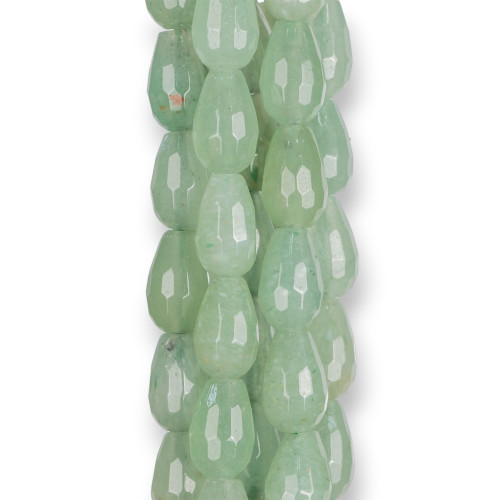 Green Aventurine Drops Faceted Briolette 08x12mm