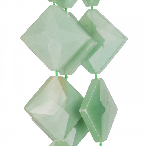 Green Aventurine Flat Faceted Rhombus 30mm