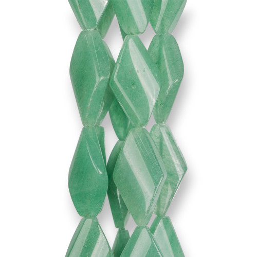 Green Aventurine Flat Rhombus Twist 17x29mm