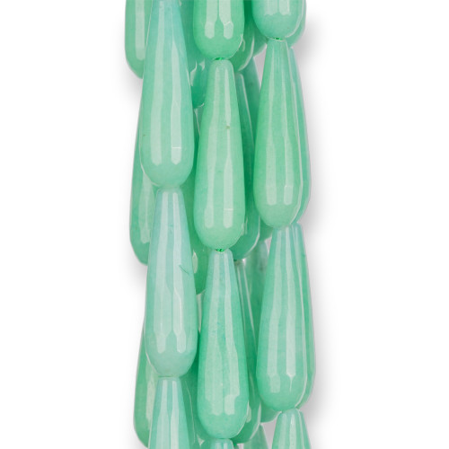 Σταγόνες Briolette Faceted Green Jade Chrysoprase 7x30mm