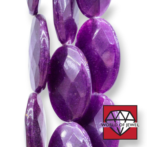 Purple Jade Oval Flat Faceted 23x33mm